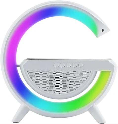 3-in-1 RGB LED Wireless Charging Speaker – Music Sync Ambient Light + Fast Qi Charger + Bluetooth Stereo Sound | Modern Bedside Lamp